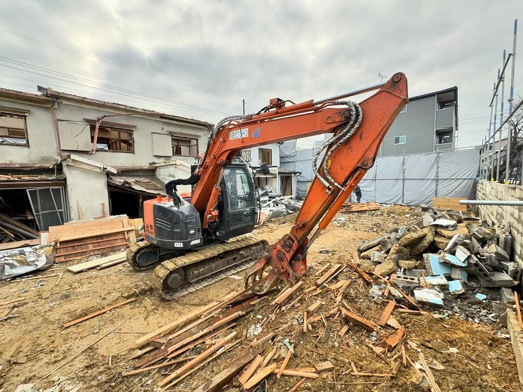 京都市南区 解体工事の施工風景